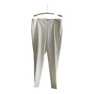 Lafayette 148 New York Cream Stanton Virgin Wool/Side Zip Ankle Pants Size 12